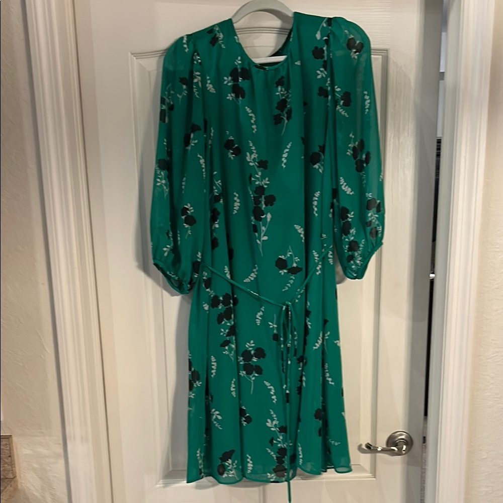 Ann Taylor Green dress 3/4 Sleeve Crew Neck